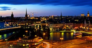 Stockholm at noon during the winter months.